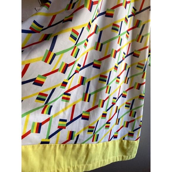 Vintage Yellow Geometric MAXI Dress w/ Attached Belt - M-L - Picture 5 of 8